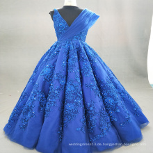 ED-Braut-heiße Verkaufs-schöne Kristallspitze Appliqued Sleeveless V Ansatz Kundengebundenes königliches blaues Ballkleid-Abend-Kleid 2017